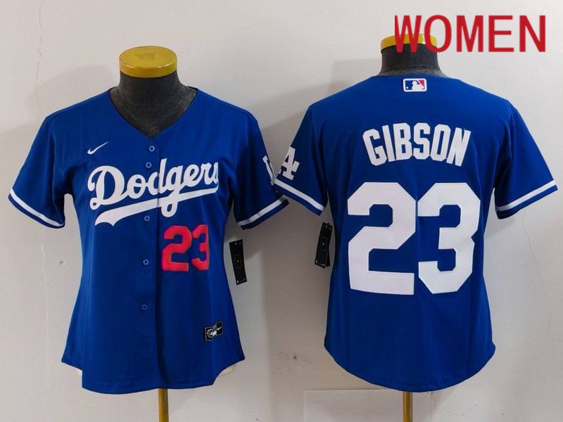 Women Los Angeles Dodgers #23 Gibson Blue Nike Game 2024 MLB Jersey style 3->women mlb jersey->Women Jersey